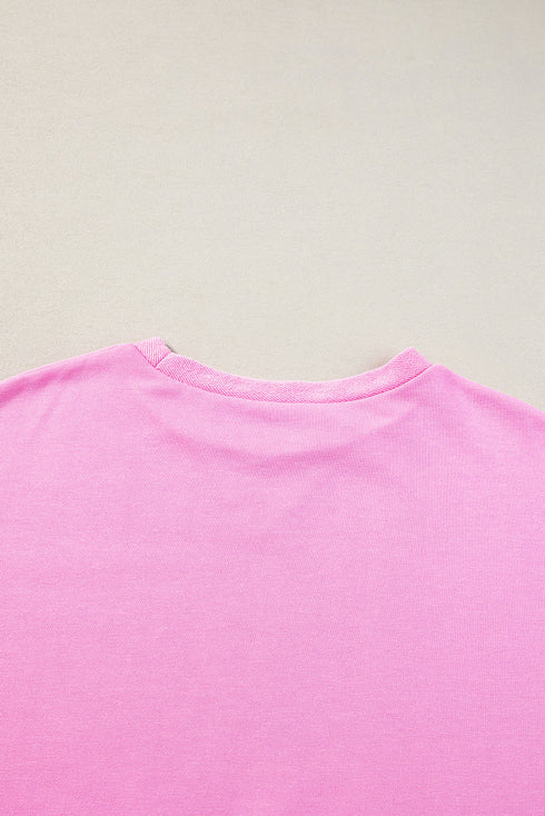Pink Candy Colorblock French Terry Top